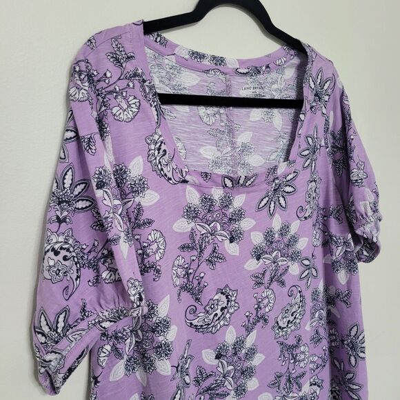 Lane Bryant Purple Paisley Chiffon Top 26/28 Kimono Sleeves Boho NWT - Picture 1 of 6